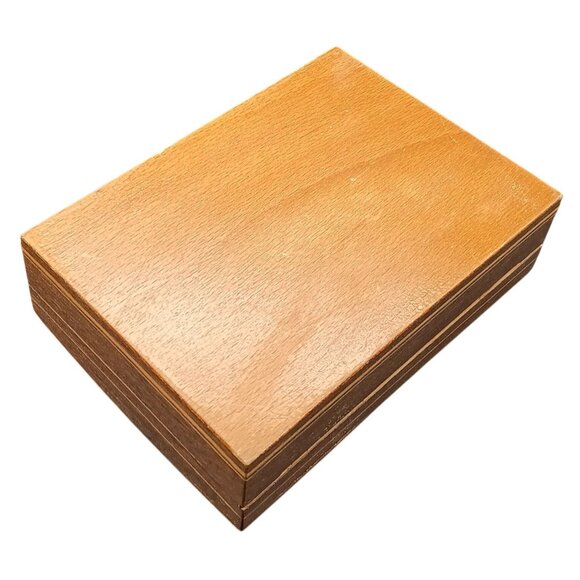 Wooden Jewelry Trinket Box with Intricate Inlay Design - Picture 3 of 3